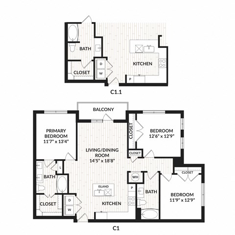 Aura Main Street New Apartments in Lewisville, Texas C1 Floor Plan